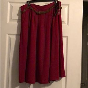 ModCloth A line midi skirt in burgundy/ merlot